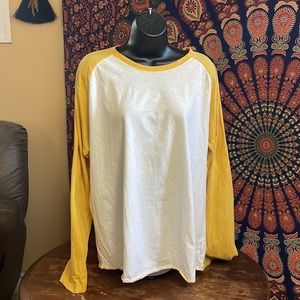 yellow baseball tee